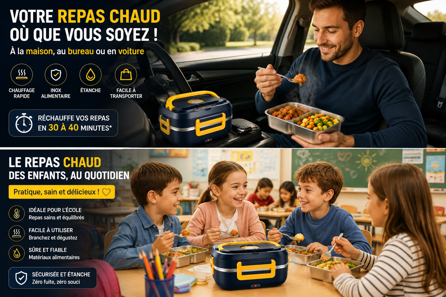 Lunch Box chauffante pour maison bureau et voiture