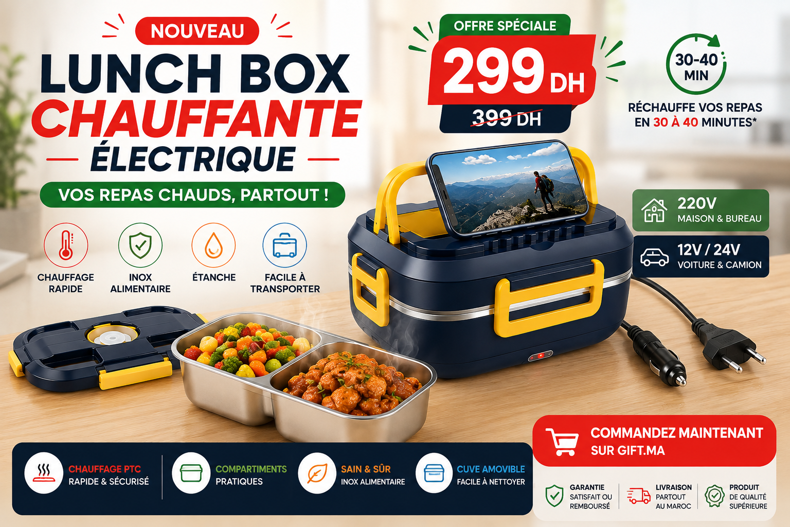 Lunch Box chauffante électrique avec sac