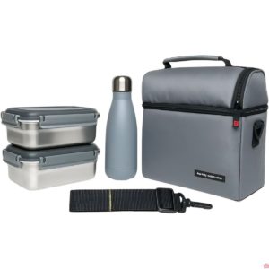 Sac à Repas Isotherme 8 Pièces avec Boîtes en Inox et Bouteille