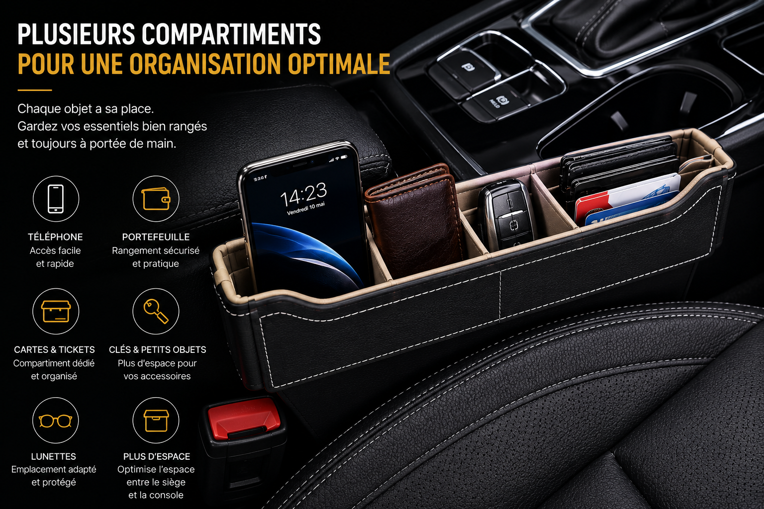 Compartiments organisateur voiture