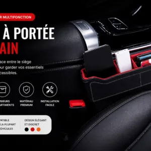 Organisateur Entre Siège et Console Voiture – Rangement Multifonction