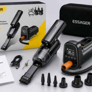 ESSAGER 3-en-1 – Aspirateur Gonfleur Sans Fil avec Power Bank pour Voiture