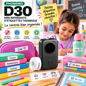 PHOMEMO D30 – Mini Imprimante Thermique d’Étiquettes Bluetooth Sans Encre