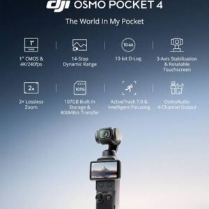DJI Osmo Pocket 4 Creator Combo – Caméra 4K stabilisée avec DJI Mic 3