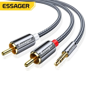 Câble Audio Essager Jack 3,5 mm vers 2 RCA – Connecteurs Plaqués Or & Câble Tressé